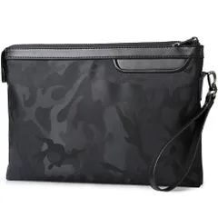 [FUPUTWO] クラッチバッグ メンズ セカンドバッグ カモフラ 迷彩 A4 大容量 軽量 紳士 (大, ブラック) [ブラック] [大]