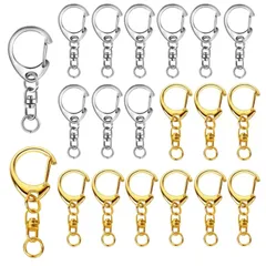 【新着商品】回転カン付き ハンドメイド キーリング キーホルダー金具 アクセサリー DIY 手芸用品 サムコス ナスカン付き 20個セット（ゴールド+シルバー）