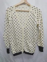 ◇ ◎　Θ　Φ bulle de savon ドット 水玉柄　コットン 長袖 カーディガン サイズF クリーム系 レディース P  【1409090034947】