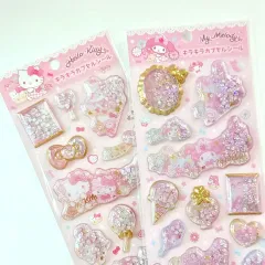 ハローキティ マイメロディ キラキラ カプセル シール グリッター 立体ステッカー