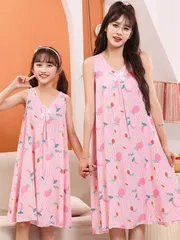 パジャマ ワンピース キッズ  部屋着  袖なし ノースリーブワンピース 薄手 ルームウェア 涼しい ガールズ ナイトウェア ルームウェア ルームワンピース 寝巻 寝間着 女の子 薄手 子供服 子ども服 子供  jianqunxz03