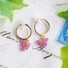 K14GF【cherry blossom】桜色・イヤリング［ピンクトルマリン］