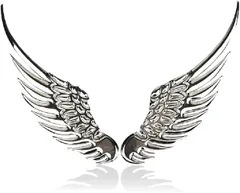 r_planning 立体 3D ステッカー エンブレム 羽根 ウイング ドレスアップ 左右 セット( シルバー)