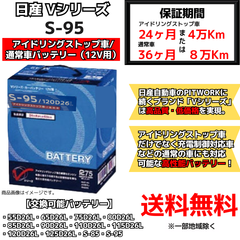【新品】ニッサン純正 アイドリングストップ用 バッテリー Vシリーズ S-95