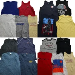 古着卸 まとめ売り ノースリーブ 18枚セット (メンズ L /XL ) チャンピオン スカル アニマル 星条旗 ナイキ 企業 中古 古着 MZ1100