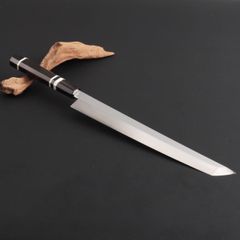 11108 鏡面仕上げ 切付柳刃包丁 尺 刃は究極の切れ味 黒檀黒水牛角八角