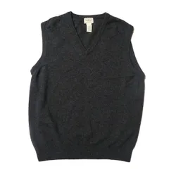 90's 00's LLビーン L.L.Bean Ｖネック ラムウール ニット ベスト 濃灰 (L) チャコールグレー 無地 00年代 旧タグ オールド アウトドア アメリカ古着 USED ビンテージ ヴィンテージ