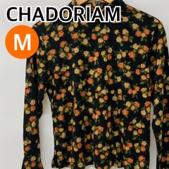 CHADORIAM トップス 長袖 カットソー タートルネック 花柄 ブラック ベージュ 日本製 Mサイズ【CT1181】
