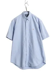 【お得なクーポン配布中!】 90s ラルフローレン チェック 半袖 ボタンダウン シャツ メンズ M / オールド ポロ オックスフォード コットン ワンポイント 半袖シャツ BD