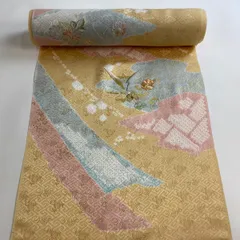 人気販売付下げ 美品 名品 紗 草花 斜縞 刺繍 ぼかし 墨色 薄物 156.5cm 64.5cm M 正絹 ☆☆☆☆ 付下げ