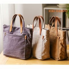 帆布✖️本革　トートバッグ　ショルダーバッグ　ランチバッグ　2way　弱撥水　３色展開