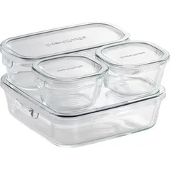 iwaki(イワキ) 耐熱ガラス 保存容器 クールグレー システムセット・ミニ パック&レンジ PCPRN4GY22 1