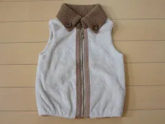 銀座サエグサ 銀座さえぐさ SAYEGUSA アウトレット 子供服 ベビー服 女の子 ジップアップ ベスト 18M 24M 約 80cm 90cm ★3 ベージュ シャギー風 茶色 秋 冬 ガールズ 女児 キッズ ベビー 【中古】 古着