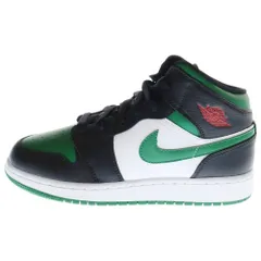 NIKE (ナイキ) GS AIR JORDAN 1 MID GREEN TOE エアジョーダン1  グリーントゥ ミッドカットスニーカー グリーン/ブラック US6Y/24cm 554725-067