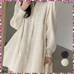 送料無料 ティアードミニワンピース フレアワンピ春 チュニックシャツワンピース レディース 体型カバーシャツブラウス Aラインワンピース 韓国風 ロングシャツカーディガン夏 着やせ 長袖ワンピ パフスリーブワンピ ゆったり大人可愛い