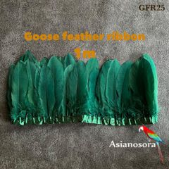◼️⭐︎【GFR25深緑 】1m 羽根 フェザー テープ リボン  装飾 鳥の羽