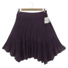 インディヴィ INDIVI スカート プリーツ ペプラム フレア ミディ丈 スウェード調 パープル 紫 42