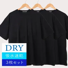メンズ 半袖Tシャツ 吸水速乾 3枚組 ブラック 黒 3L 4L 5L クルーネック ビッグサイズ ドライTシャツ FLT2309 大きいサイズ お得 安い リーズナブル セット  キングサイズ 作業着 仕事着 ユニフォーム 速乾素材 速乾tシャツ ドライ素材