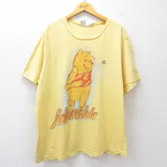 XL/古着 半袖 ビンテージ Tシャツ メンズ 00s ディズニー くまのプーさん ラメ 黄 イエロー 25aug08 中古