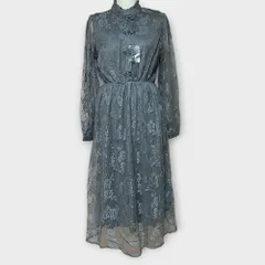 未使用 パーティードレス 総レース ワンピース XS サックスグレー 小柄 小さいサイズ #S8