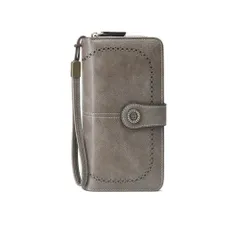 ☆ グレー ☆ スキミング防止 RFID 長財布 yawallet1660 スキミング防止 長財布 レディース スキミング 防止 財布 長サイフ なが財布 大容量 カードケース カードがたくさん入る カード入れ 多い おしゃれ シンプル ラウンドファスナー