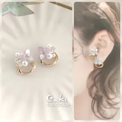 お花 ✿*:3弁(ピンクのみ)ピアスorイヤリング♪ハンドメイド