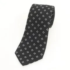 【中古】クリケット CRICKET シルクウール 小紋柄ネクタイ ブラックxホワイト【メンズ】