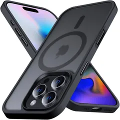 Anqrp iPhone 16 Pro ケース [Magsafe対応] マグネット搭載 マグセーフ 充電対応 半透明 マット感 耐衝撃 米軍MIL規格 指紋防止 ストラップホール付き スマホケース アイフォン16 プロ カバー 6.3インチ ブラック 1