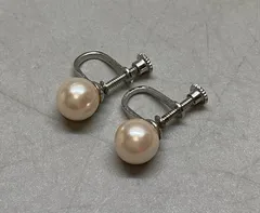 SN102 新品 ホワイトパールイヤリング シンプル 白 シルバー 珠径 7.9mm 重さ 2.1g