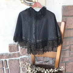 VINTAGE(ヴィンテージ) 1900年代　アンティーク総レースケープ 表記なし(FREE) ブラック