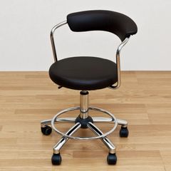 キャスター付き　回転チェア　カットチェア　デスクチェア　ワークチェア　昇降　移動らくらく　コロコロ　PUレザー　合皮　ブラック(BK)　(S140)H-1080BK▲(2)デザインチェア　ブラック