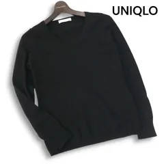 UNIQLO ユニクロ 秋冬 高級 カシミヤ100%★ Vネック ニット セーター Sz.M　レディース 黒