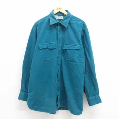 XL/古着 エルエルビーン LLBEAN 長袖 ヘビー フランネル シャツ メンズ 80s 大きいサイズ ロング丈 コットン 青緑 spe 25sep04 中古 トップ