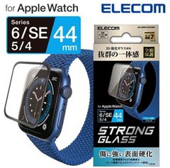 AppleWatch SE / Series6 44㎜ フルカバーガラス フィルム 光沢 表面強化 アップルウォッチ ブラック