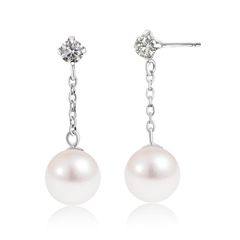 [シアーズ] ピアス  PT900 アコヤ真珠 5.0～5.5mm 天然ダイヤモンド 0.08ct 揺れる se56-0009-m-pt