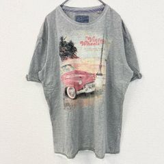 古着 used　Angelo Litrico　半袖カープリントTシャツ　Vintage Wheels　グレー　レトロ　3XLサイズ