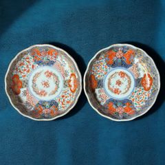【2客セット】 太明萬歴年製 古伊万里 小皿 金彩 雲龍 草花文 赤絵 色絵 丸皿 盛り皿 飾り皿 古伊万里 古美術 江戸 元禄 和食器 骨董品 アンティーク