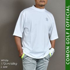 新品【COMONGOLF/コモンゴルフ】冷感プレーティング天竺素材ビッグサイズ半袖モックネックゴルフシャツ/ホワイト(CG-HT5009ST)ゴルフウェア 春夏 トップス ストレッチ 吸汗速乾 スポーツウェア ポロシャツ ゴルフポロ 秋 M L XL XXL
