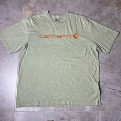 Carhartt  Tシャツ  XL size  ライトグリーン  緑  カーハート  半袖  プリントT  ロゴ  オレンジ  古着