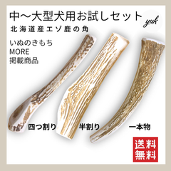 【お試しセット】　中〜大型犬用お得セット　四つ割り＆半割り＆一本物　犬のおもちゃ　E