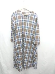 ◇ ⊂ MELROSE claire チェック柄 長袖 ロング丈 ワンピース サイズ表記なし ブラウン ネイビー レディース E  【1502030028034】