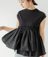 夢展望公式 [新品未使用] ブロードフリルドッキングカットソ [ブラック] 他カラー別ページ有 rectangle カットソートップス カットソートップス・Ｔシャツ（ノースリーブ・タンクトップ） 534377-02