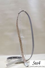 ハンドメイド  国内材料＆国内生産　２㎝幅&超ロング 　ギターストラップ　グリッダー(輝石) シルバー