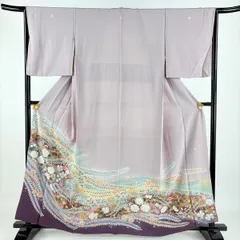 小紋 全体柄 辻ヶ花 正絹 反物 小紋 着物 未使用 正絹 袷 グリーン系 辻が花 カジュアル 春 秋