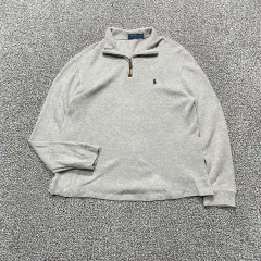 ポロ Ralph Lauren(ラルフローレン) グレー ハーフジップアップ コットン ニット セーター