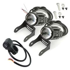 Meliore LED バイク ヘッドライト プロジェクター レンズ デュアル カラー フォグランプ スポットライト ATV スクーター トライク ダート レーサー 補助 照明 防水 スイッチ 付 [2個セット(スイッチ付き)]