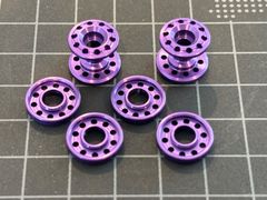 edm ミニ四駆　 13mmWA  13mmAA2セット軽量風加工ローラー   (アルマイト　パープル1台分)