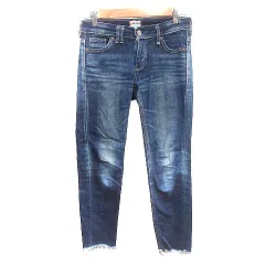 サムシング something デニムパンツ ジーンズ スキニー ローライズ ダメージ加工 カットオフ XS 紺 ネイビー /AU