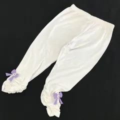 キッズレギンス　のびのびらくらく（2点￥800）90cm《Nom Shop》ホワイト　パープルリボンチャーム付（90100292）