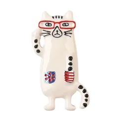 ☆ ネコザワさん ☆ 親指サイズのブローチ ブローチ 親指サイズ アニマル バッジ 親指サイズのブローチ アクセサリー ジュエリー 飾り 小さい 小さめ ミニ 動物 コンパクト かわいい 可愛い キャラ ギフト 贈り物 ファッション 雑貨 グッズ